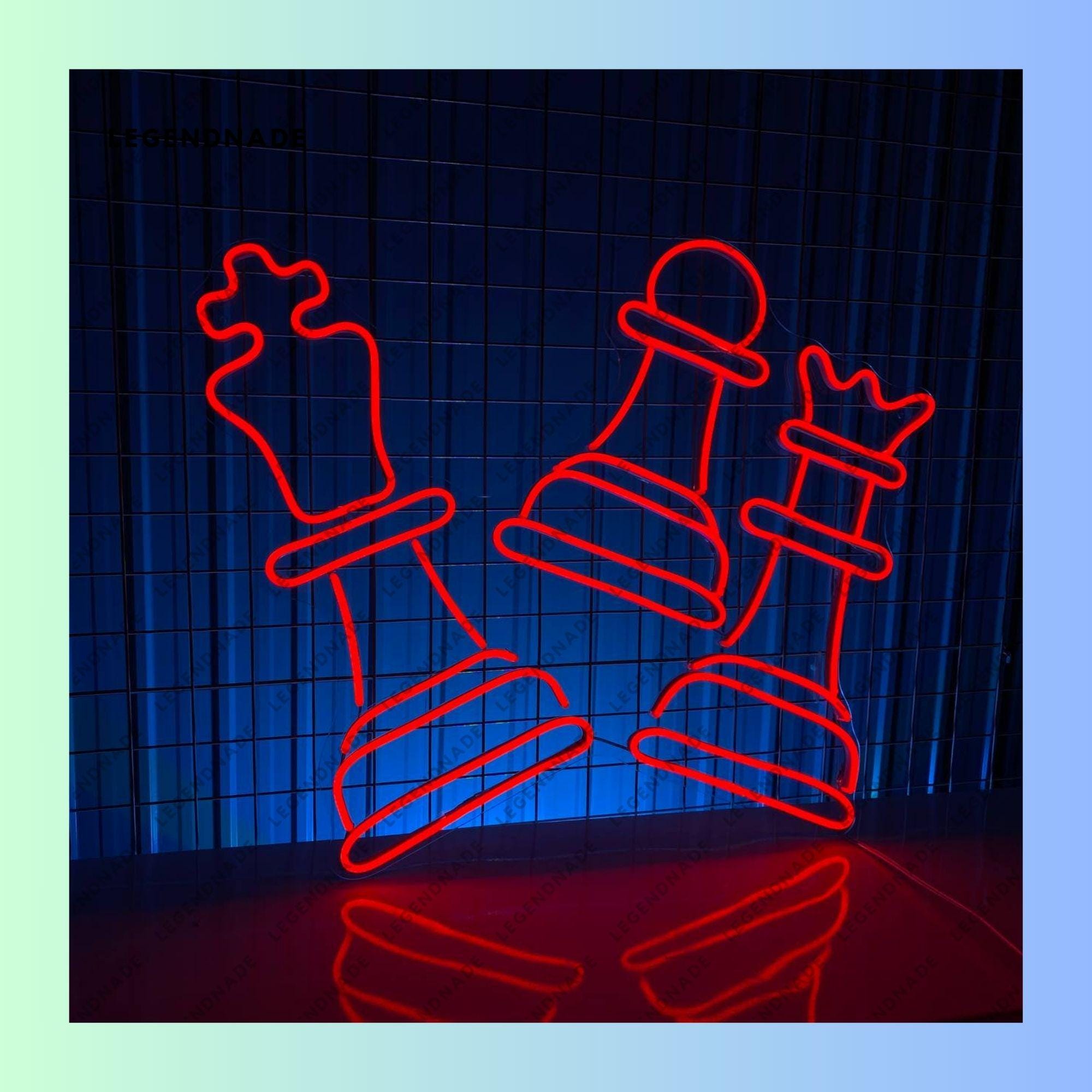 Chess Neon Sign, Chess Set Led Sign, Playing Chess Led Light, Chess ...