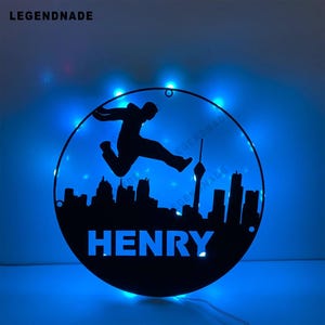 Custom Parkour Metal Sign with LED Light – Personalized Parkour Metal Wall Art – Sport Decor – Athlete Gift – Parkour Lover LED Wall Sign