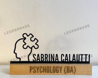 Custom Psychiatrist Desk Name Plate, Personalized Metal Office Sign Name Art, Gift for Therapist, Psychologist or Mental Health Professional