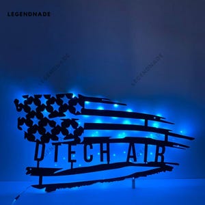 Personalized Distressed USA Flag Metal Sign, USA Flag Metal Light, Military USA Flag Led Light, Patriotic Wall Art Light, House Wall Art