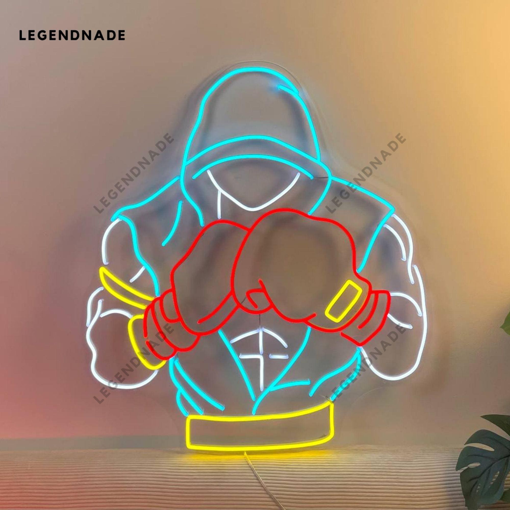 Man Boxer Neon Sign, Man Boxing Led Sign, Boxing Led Light, Boxer Neon ...