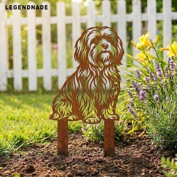 Havanese Dog Metal Garden Stake, Small Dog Yard Decor, Pet Garden Art, Gift For Dog Lovers