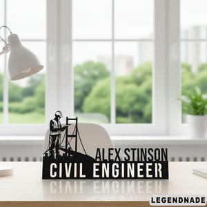 Civil Engineer Metal Name Plate: Engineer Desk Sign, Construction Office Nameplate, Custom Job Title Sign