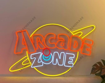 Letrero de neón Arcade Zone, letrero LED Arcade, luz LED Arcade, luz de pared para videojuegos, luz de neón Gamer, decoración de pared para sala de juegos