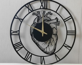Relógio de parede para cardiologista, decoração de anatomia, arte de parede para consultório médico, presente para estudante de medicina, relógio de anatomia cardíaca