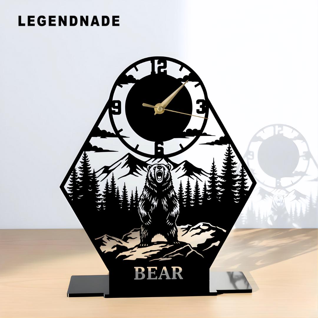 Bear Metal Table Clock: Custom Bear Desk Clock, Woodland Table Decor ...