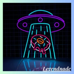 UFO Donut Neon Sign, UFO Donut Led Sign, UFO Led Light, Donut Cake Neon Light, Donut Bakery Wall Art, Donut Store Signboard, Home Art Decor