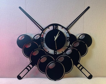 Custom Billiards Wall Metal Clock Unique, Billiard Ball Wall Clock, Billiard Oversize Wall Clock, Pool Hall Wall Clock, Metal Wall Clock
