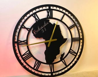 Personalized Africa Map Metal Wall Clock, Wall Clock Unique for Home Decor and Wall Arts, Custom Africa Map Clocks For Wall Decoration