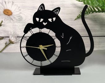 Custom Cat Metal Desk Clock Unique, Cat Round Wall Clock, Cat Lover Oversize Desk Clock, Pet Circle Desk Clock, Cat Metal Desk Clock