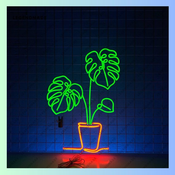 Monstera Leaf Neon Sign, Tropical Leaf Led Sign, Monstera Leaf Led