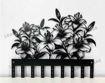 Bloem metalen muur sleutelhouder, bloemen sleutelhanger voor wanddecoratie, cadeau voor natuurliefhebber, housewarming tuin muurkunst, bloemen huisdecoratie