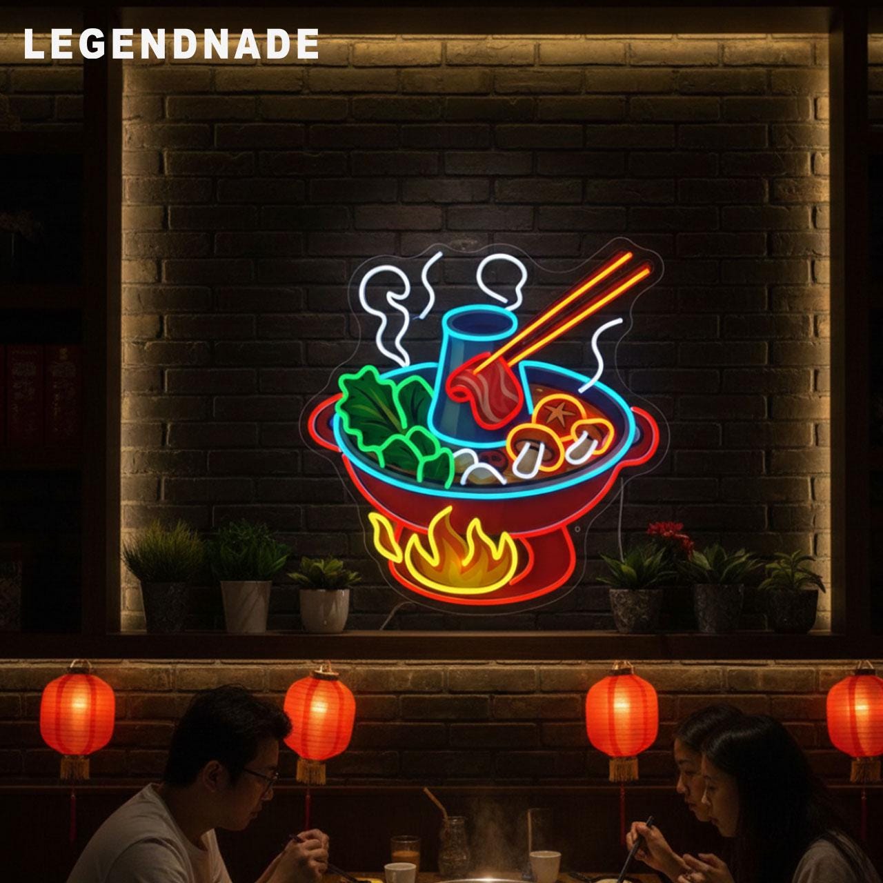Hot Pot Neon Sign, Asian Food Neon Light, Ramen Soup LED Neon Wall