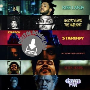 Pôster Digital The Weeknd – Compilação de Fan Art da Evolução do Álbum, Impressão de Música R&B, Decoração de Parede Estética, Download Digital