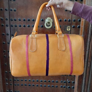 Moroccan Leather duffle bag, Handcrafted Weekender Bag, Leather travel bag, leather Moroccan shoulder bag