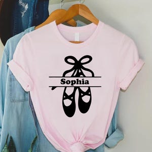 Personalized Ballerina Shirt: Custom Name Ballet Slippers Tee