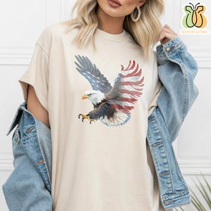 American Bald Eagle Flag Shirt, Patriotic USA Freedom Tee, 4th of July Eagle Shirt, Vintage America Pride Top, Independence Day Graphic Tee