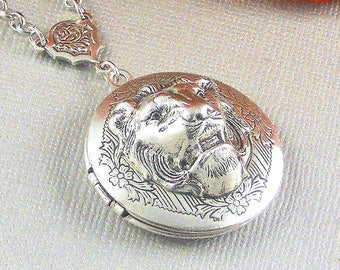 Personalized Jewelry Lion Necklace Lion Head Locket Necklace Antiqued Silver  Locket Leo Lion Jewelry Inspirational Locket Antique Silver