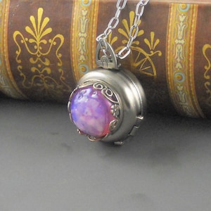 Foto Vintage Halskette Foto Locket 4 Foto Anhänger Halsketten Familien Geschenk Vintage Pink Opal Lila Stein