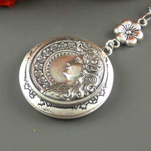 Photo Silver Locket Pendant Goddess Necklace Vintage Goddess Pendant Greek Goddess Mythology Greek Goddess