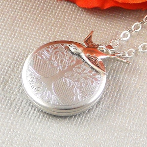 Sterling Silver Locket,Sterling Silver,  Silver Locket Sterling Silver Round Locket, Family Tree, Wedding Jewelry, Valentine Gift