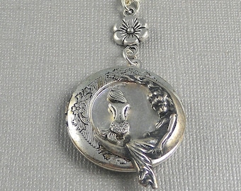 Waters Edge,Mermaid Locket,Mermaid Necklace,Sterling Mermaid Locket,Siren/'s Call,Siren Necklace,Sterling Silver Locket,valleygirldesigns.