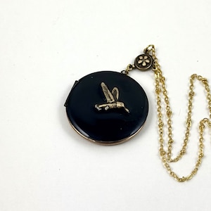 Vintage Style Necklace Pendant Locket Feather Handmade Unique Keepsake Pendant Bird Birds Hummingbird Pendant Jewelry Custom Necklace