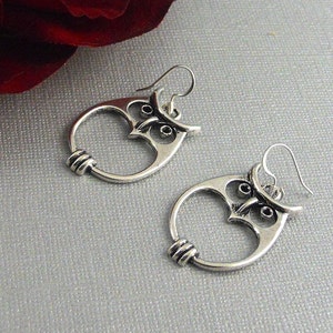Sale Owl Earrings, Bohemian Earrings Silver Owl Earrings, Owl Jewelry, Boho earrings Owl Earrings, Silver Earrings image 2