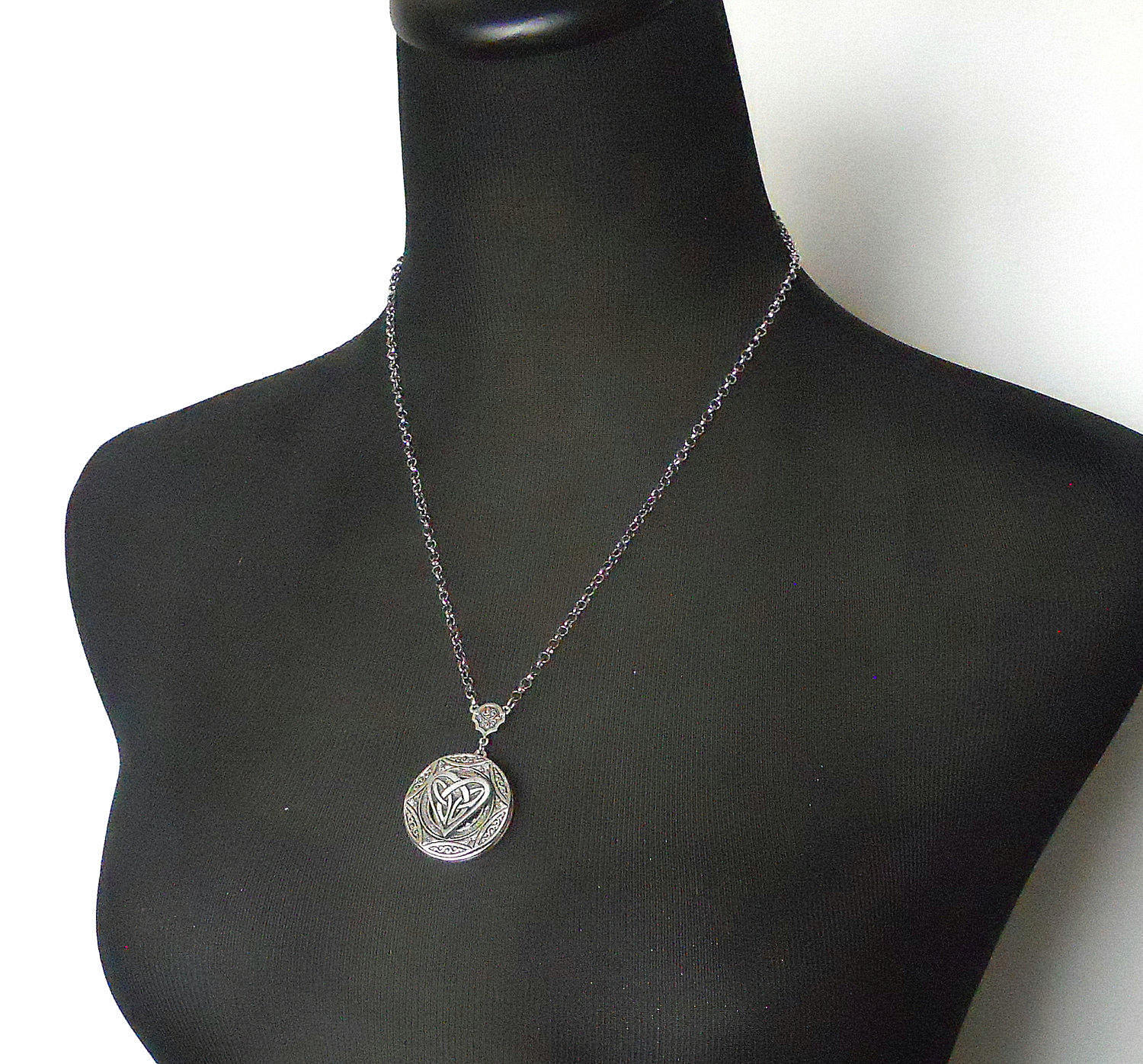 Heart Celtic Knot Locket Silver Locket Valentine Trinity Etsy