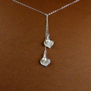 Calla Lilly, Swarovski, Calla Lily Necklace, Calla Lily Lariat, Sterling Silver, Lariat image 1