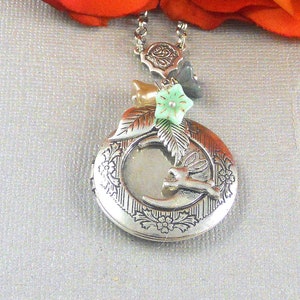 Photo Bunny Necklace Bunny Locket Rabbit Necklace Rabbit Love You Locket Flower Leaf Locket Necklace Pendant Handmade