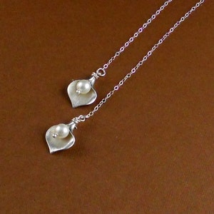 Calla Lilly, Swarovski, Calla Lily Necklace, Calla Lily Lariat, Sterling Silver, Lariat image 2