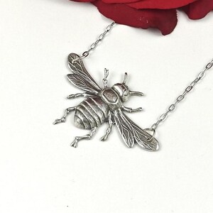 Vintage Jewelry Vintage Necklace Bee Necklace SILVER Necklace Save the Bees Honey Bee Jewelry  Vintage Handmade Jewelry Gift Gifts