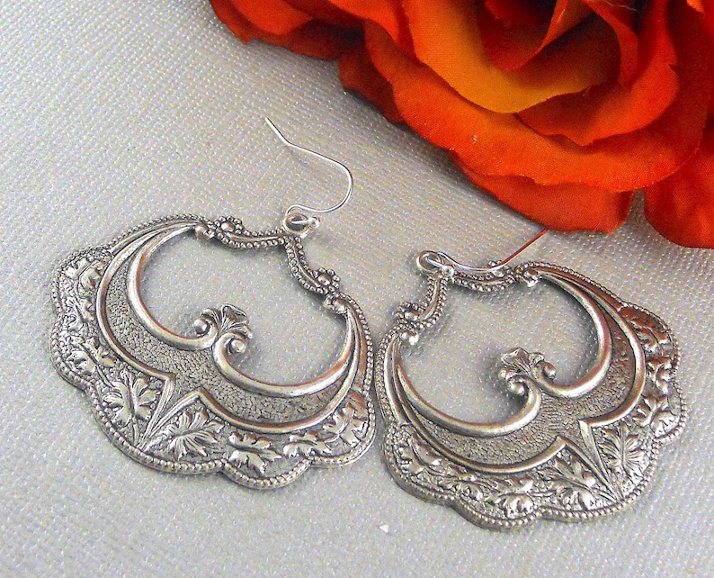 Sale Large Silver Earrings Gypsy Girl Earrings Vintage Etsy