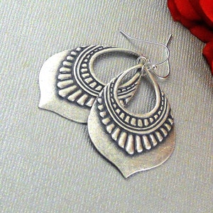 Tribe Gypay Earrings, Earring,Silver earring,Gypsy, Tribal,Tribal Earring, Boho, Gypsy Earring,Boho Earring,Tribal Jewelry, Teardrop image 1