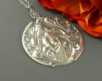 Necklace Pendant Antique Silver Necklace Goddess Necklace Goddess Pendant Greek Necklace Woman Necklace