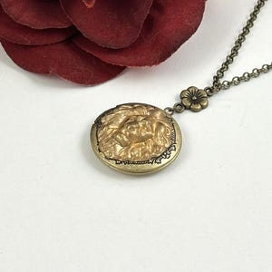 Necklace Pendant Lion Head Vintage Brass Locket Leo Lion Jewelry Inspirational Locket Quote  Zodiac Animal Lover Necklaces