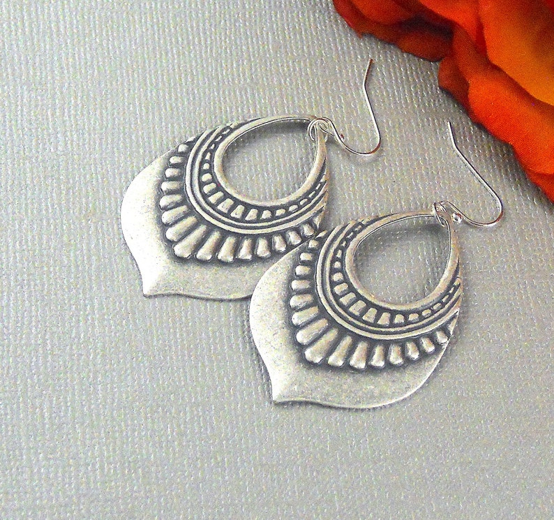 Tribe Gypay Earrings, Earring,Silver earring,Gypsy, Tribal,Tribal Earring, Boho, Gypsy Earring,Boho Earring,Tribal Jewelry, Teardrop image 2