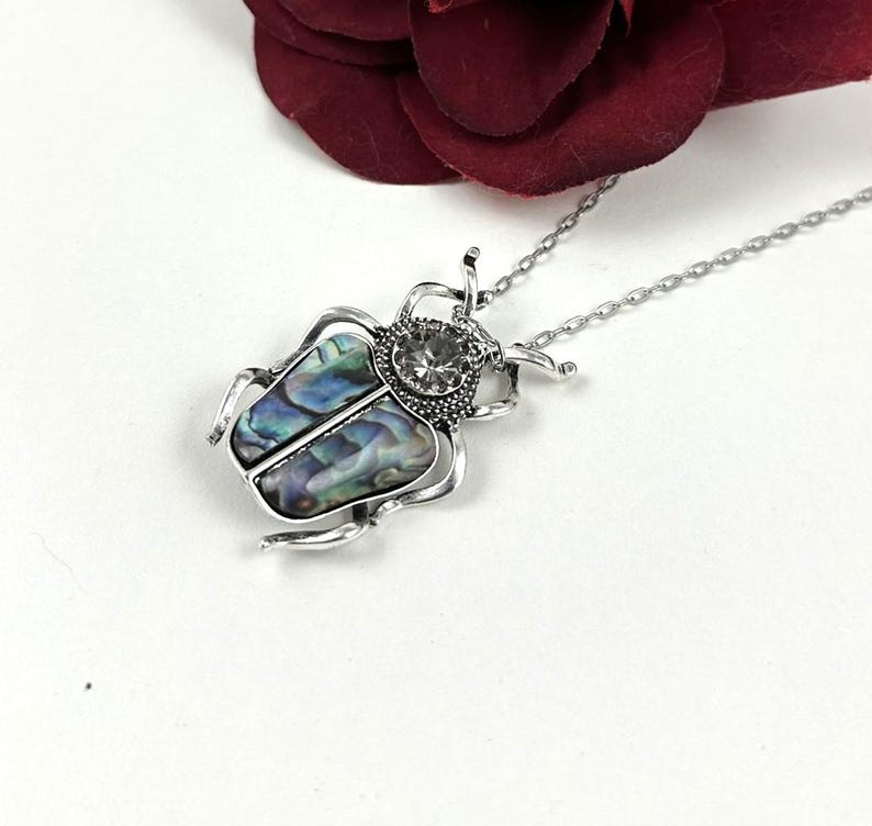 Art Deco Inspired Necklace Silver Scarab Necklace Green Scarab Necklace ...
