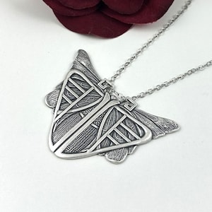 Vintage Jewelry Silver Necklace Vintage Inspired Art Deco Necklace Butterfly Necklace Statement Necklace Large Insect