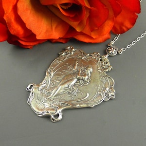 Goddess, Harp, Necklace, Silver Necklace Girl, Goddess, Antique ,Art Nouveau, Woodland, Jewelry ,Goddess Mothers Her Gift Women
