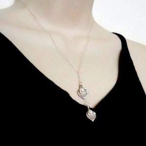 Calla Lilly, Swarovski, Calla Lily Necklace, Calla Lily Lariat, Sterling Silver, Lariat image 5