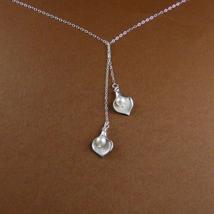 Calla Lilly, Swarovski, Calla Lily Necklace, Calla Lily Lariat, Sterling Silver, Lariat image 3