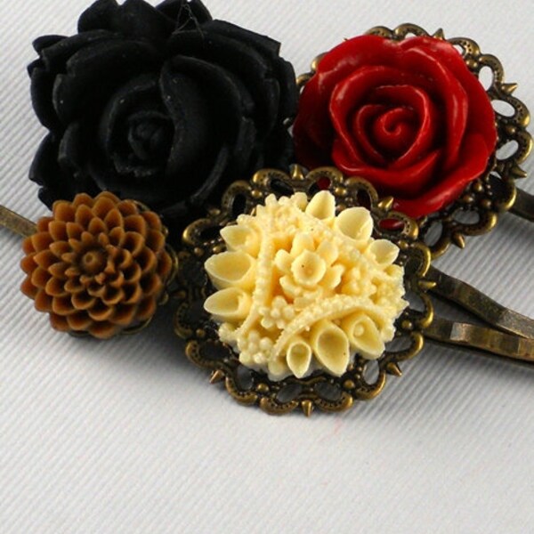 Vintage Bronze maroon Chocolate Vanilla Bobby Pins- Cookies & Cream