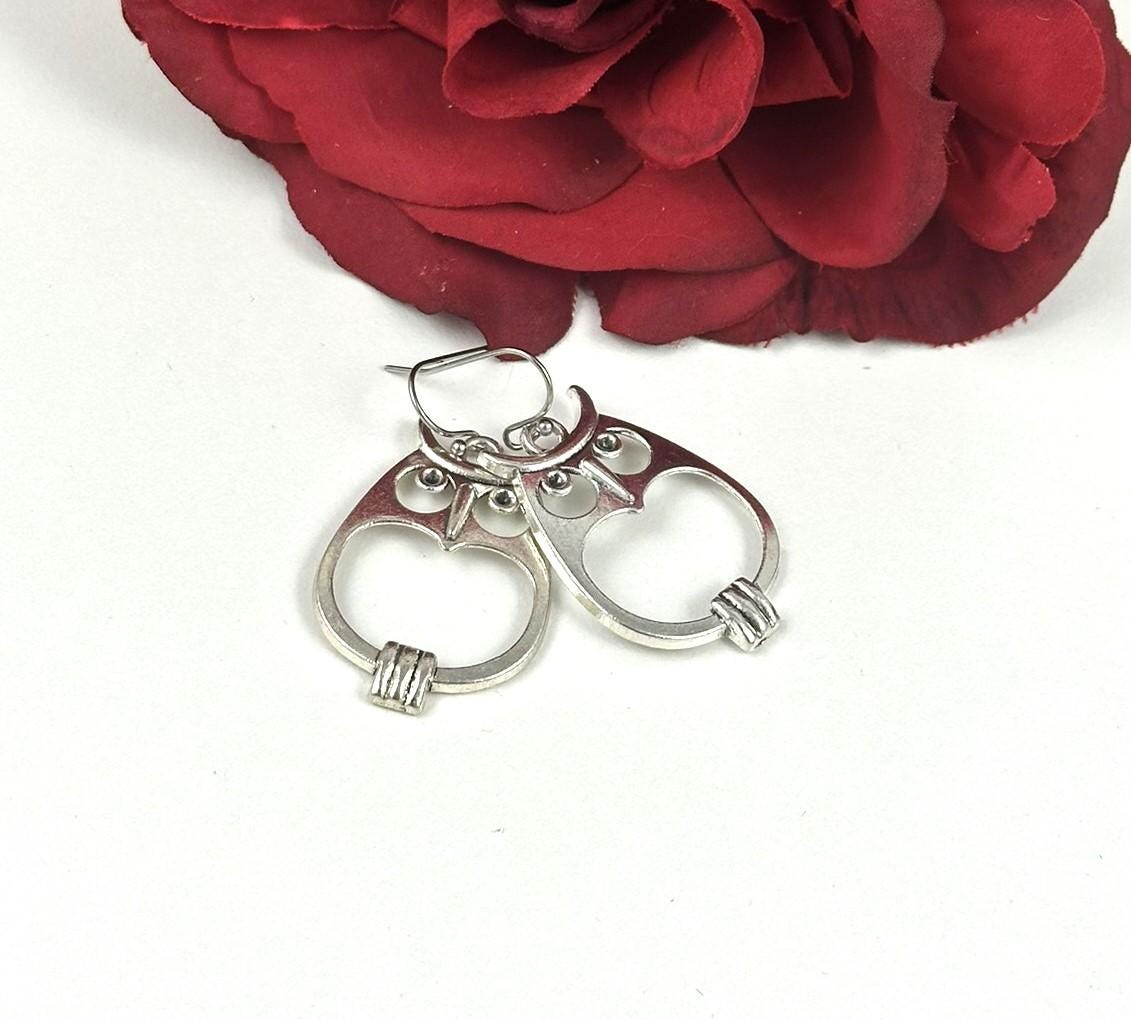 Hoot Owl Earrings Wise Owl Antique Silver Owl Jewelry Nature Inspired Bird Inspired Vintage inspired