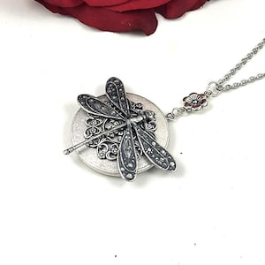 シルバートンボロケットネックレス、スチームパンクスノーフレークフィリグリー、38mm