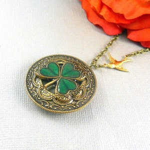 Irish Locket, Antique Gold, Gold Irish Locket, Golden Shamrock Locket, Brides Bridesmaids, Weddings,  Birthdays, Holiday Gift