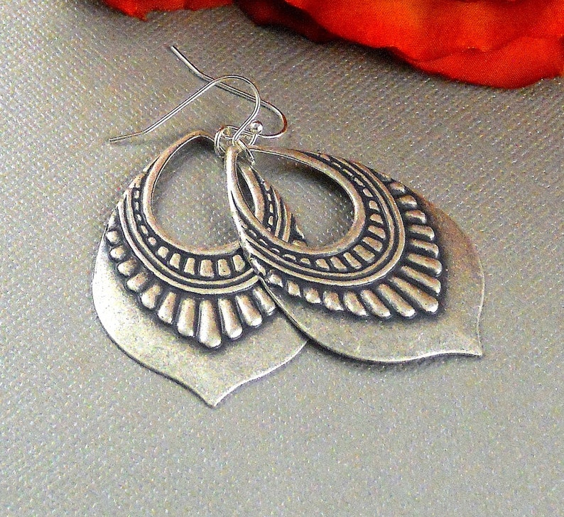 Tribe Gypay Earrings, Earring,Silver earring,Gypsy, Tribal,Tribal Earring, Boho, Gypsy Earring,Boho Earring,Tribal Jewelry, Teardrop image 4