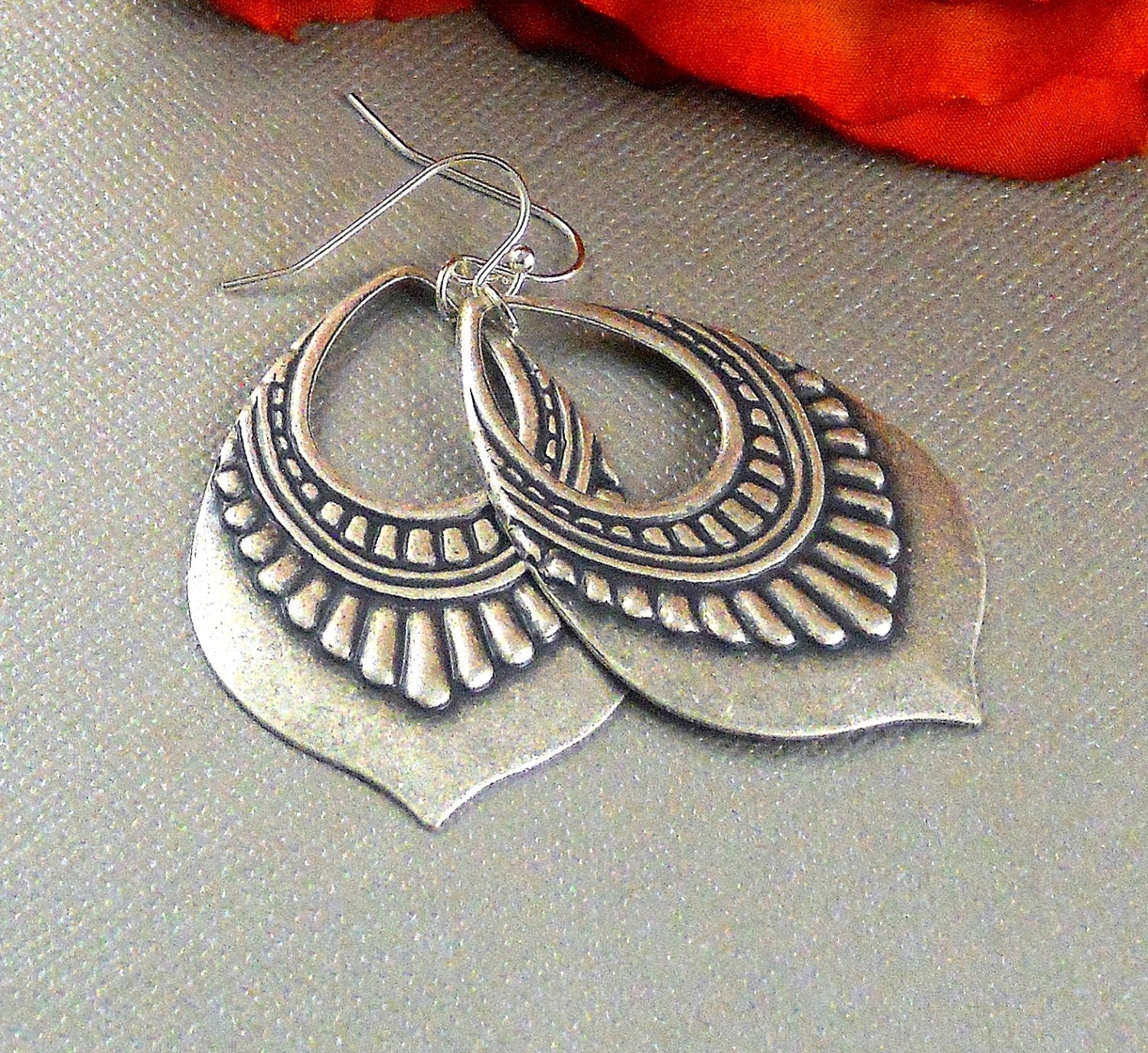 Orecchini A Goccia Boho In Filigrana, Argento Con Rubino, Design Tribale Geometrico, Pendenti A Lampadario, Stile Gitano Etnico, Per Donna, Regalo Anniversario