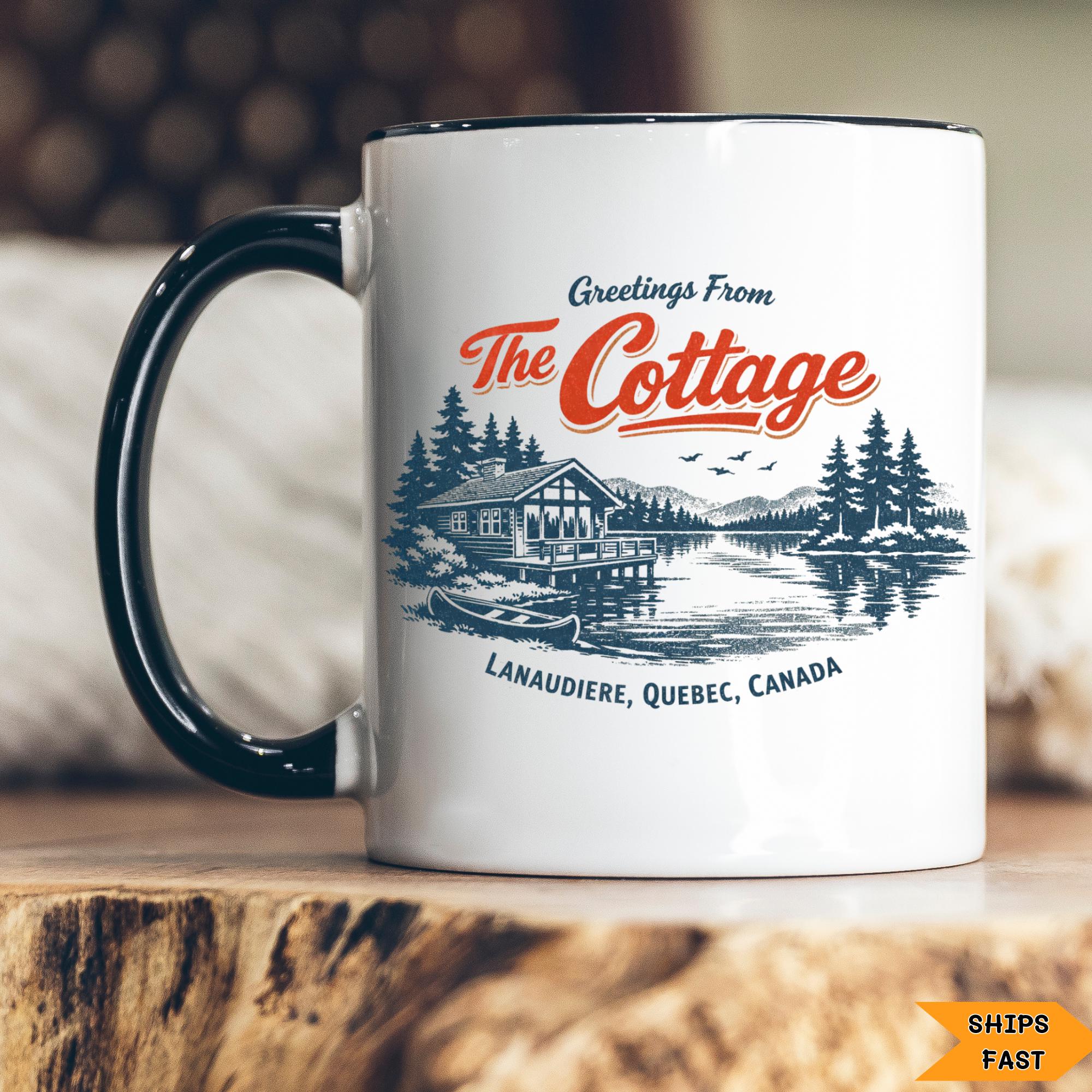 Mug chalet lac, salutations du chalet, tasse chalet vintage, tasse lac chalet, tasse à café nature rustique, tasse amoureux des chalets